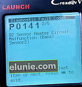 P0141 - Código de mal funcionamiento del circuito de calefacción del sensor de oxígeno B1S2